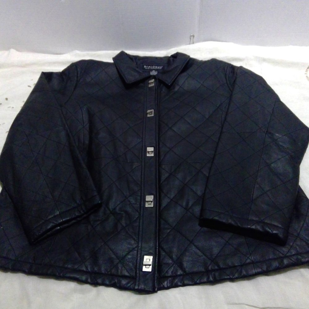 Dialogue Black Leather Coat Women's Size 1X